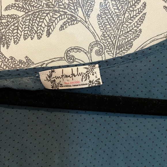 Free People dress Intimately voile lace Teal green trapeze dot slip mini tunic M - Picture 5 of 6